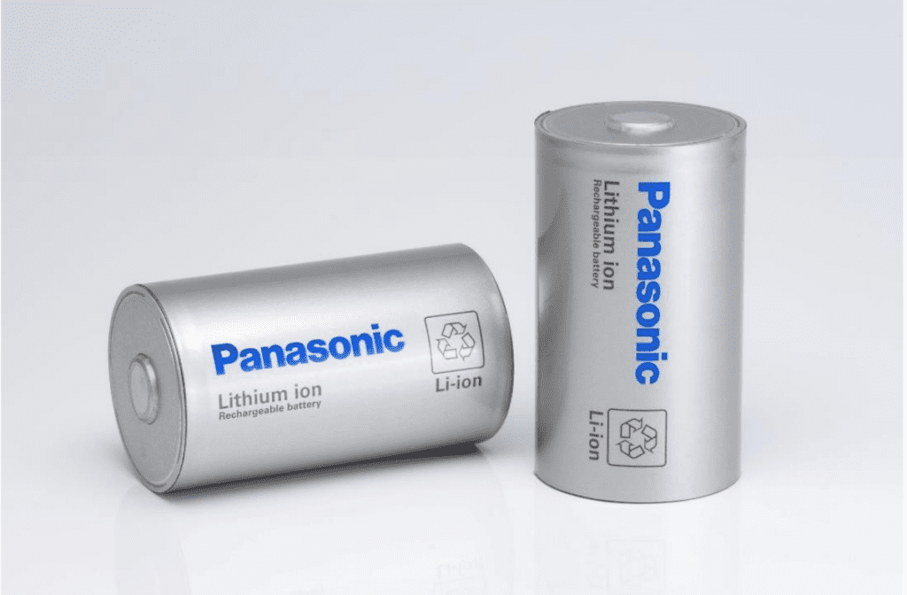 silver cylindrical batteries with Panasonic label