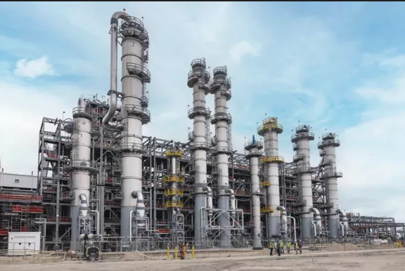 chemical plant with blue sky background